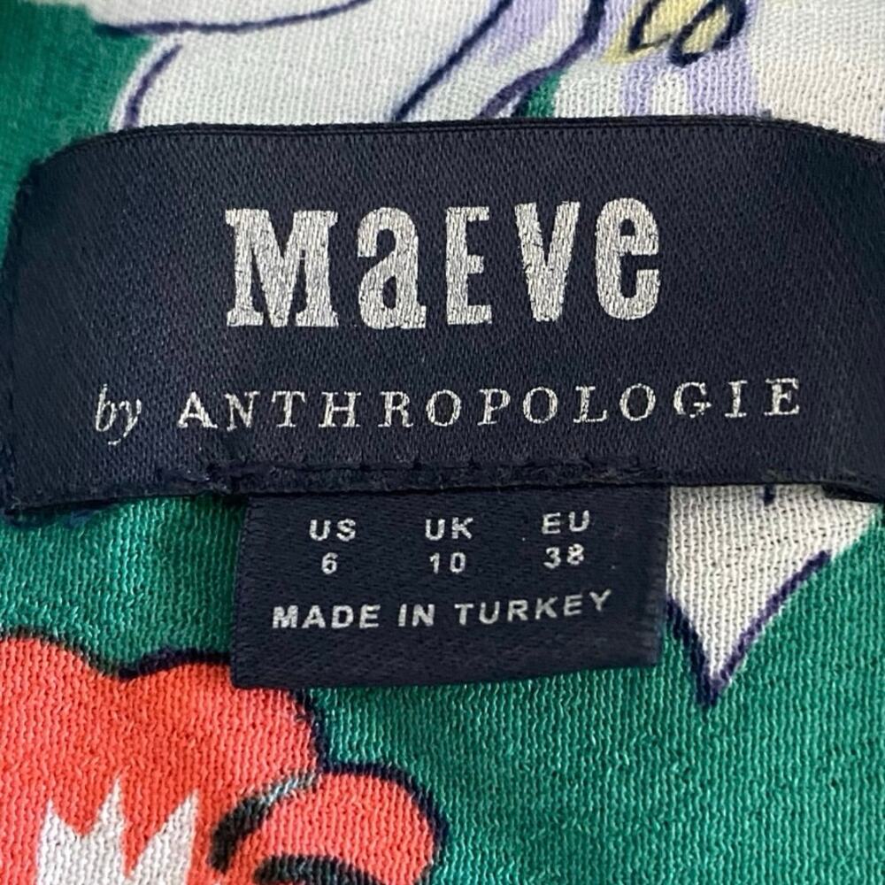 Anthropologie Maeve Rory Shirtdress Green Floral Size 6 Missing Tie Vacation - Picture 6 of 11